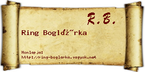 Ring Boglárka névjegykártya